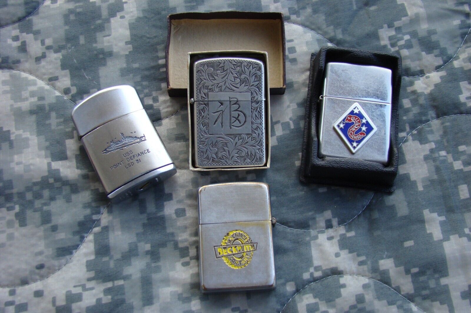 VTG Lot of 4 Interesting  Zippos, Ronson and Japan Sterling Case 950  AS IS READ