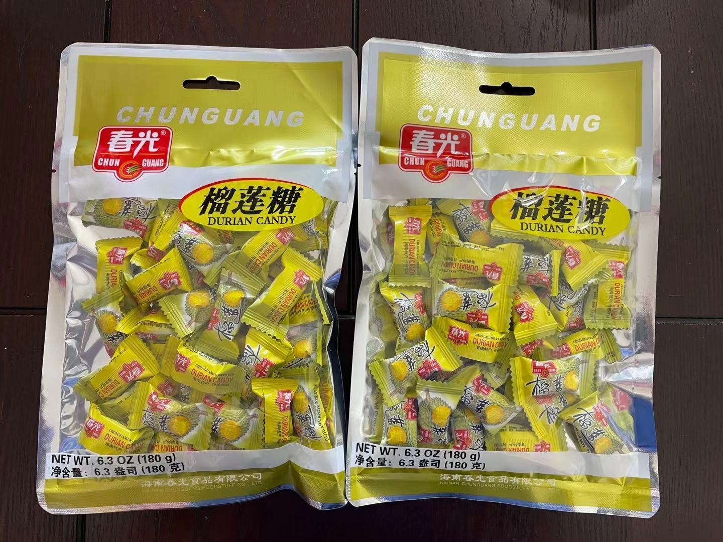 【Pack of 2】CHUNGUANG Durian Candy 6.3oz*2bag 春光牌 榴莲糖180克x2袋 Free US Shipping