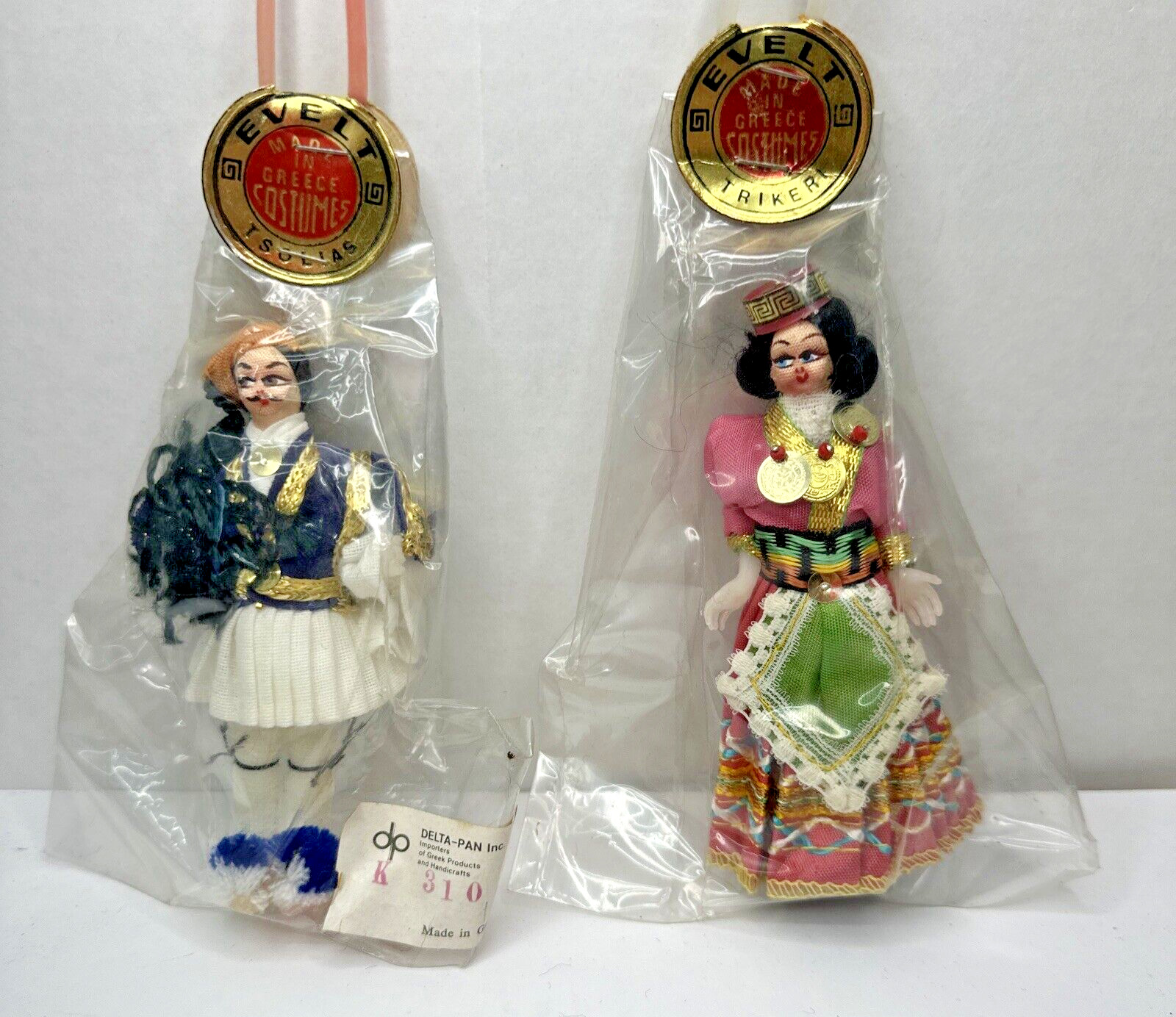 Vintage Evelt Dolls NIP Souvenir Made In  Greece Greek 4” TSOLLAS TRIKERI