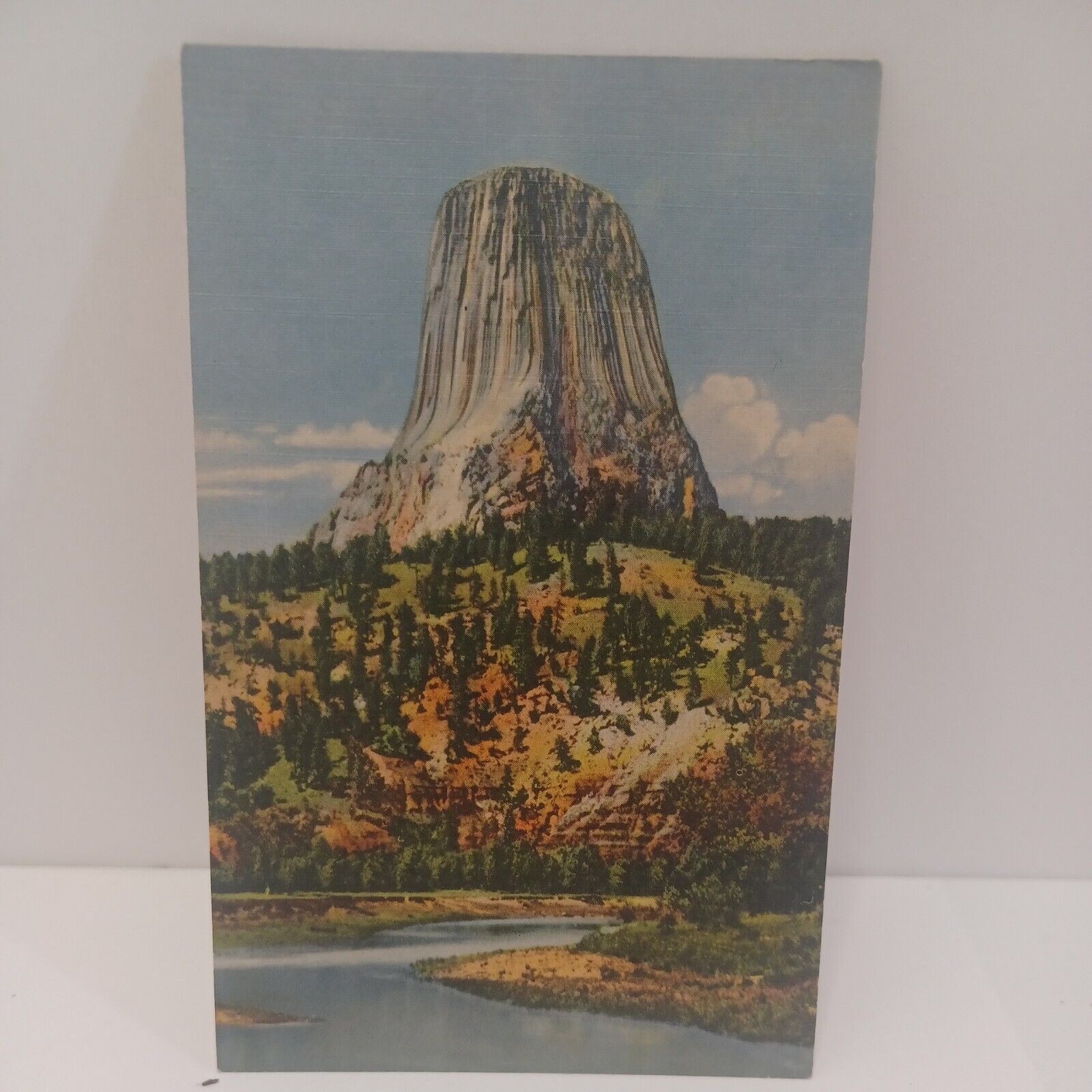 Devils Tower WY Wyoming, National Monument, Vintage Postcard Linen Unposted 