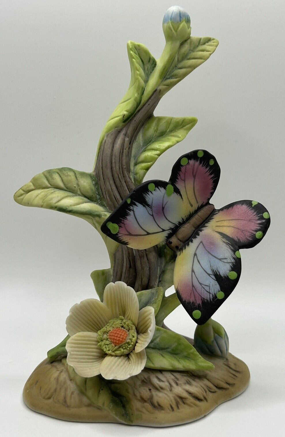 Vintage Lefton China Handpainted “Butterfly & Flower” Figurine EUC Beautiful