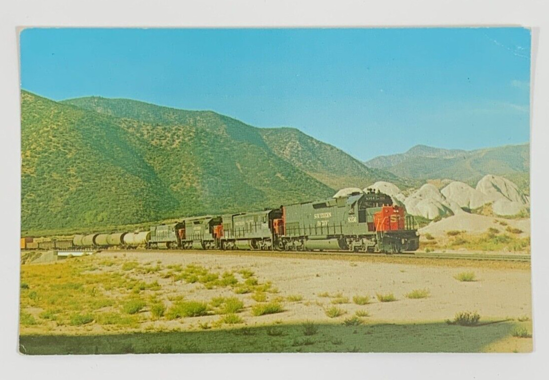 Southern Pacific Espee SD40T-2 Mormon Rocks near Cajon Junction CA Postcard 1974