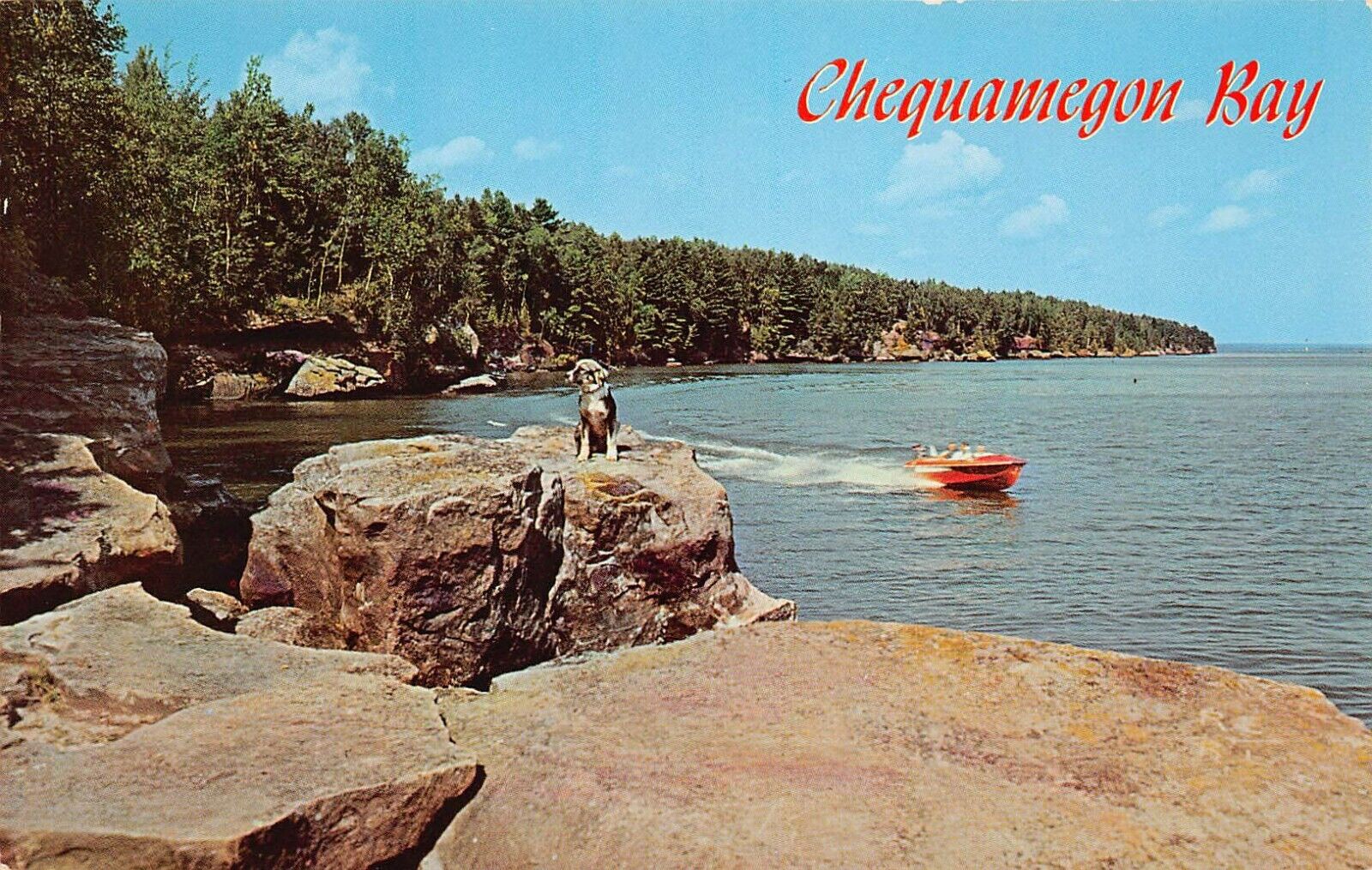 Chequamegon Bay WI Wisconsin Washburn Yacht Club Marina Vtg Postcard A35