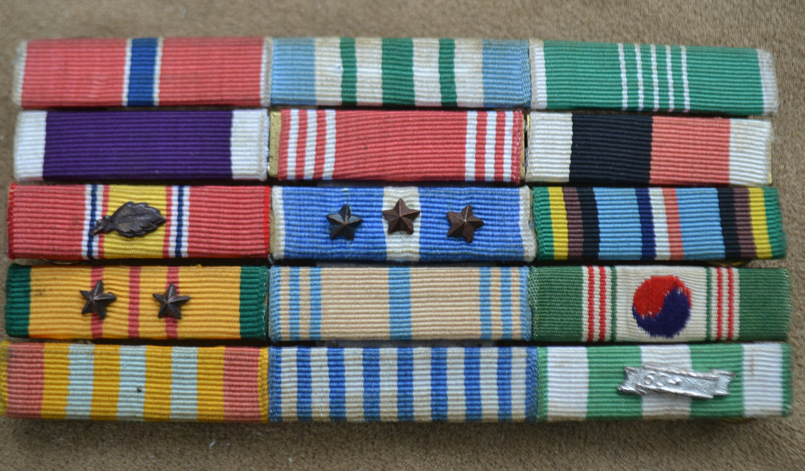 Vintage 3 war  U.S. Army  Military Ribbon Bar Bronze Star European Korea