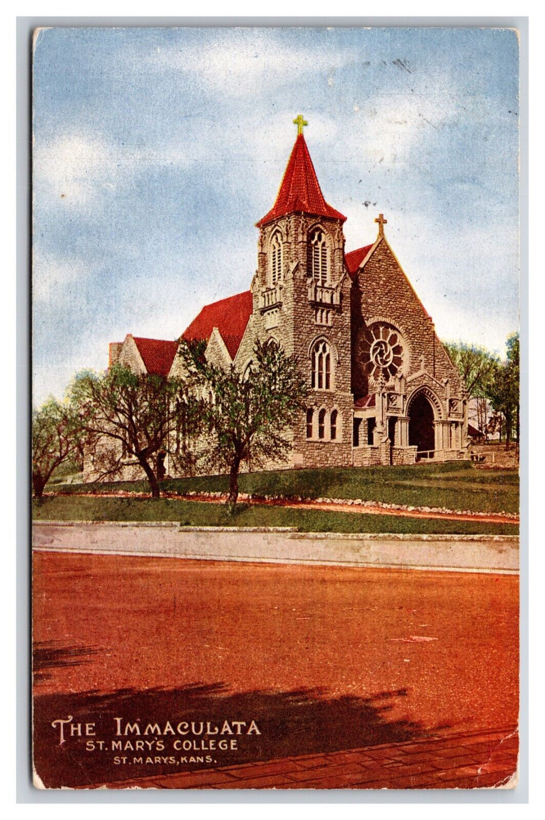 The Immaculata Church St Mary's College St Mary's Kansas KS DB Postcard R29