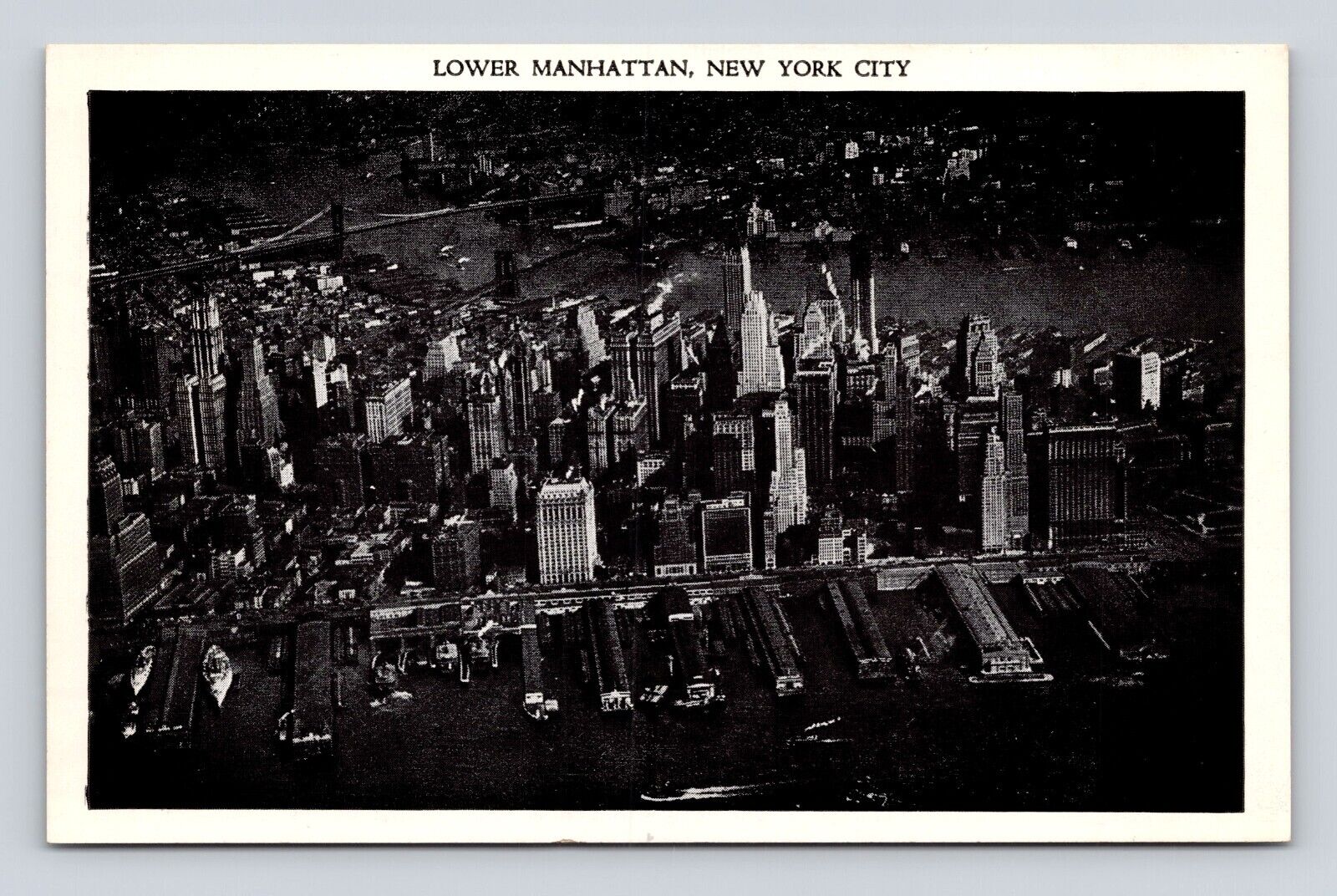 Old Postcard New York City  NY Lower Manhattan View Boas Ships 1940s