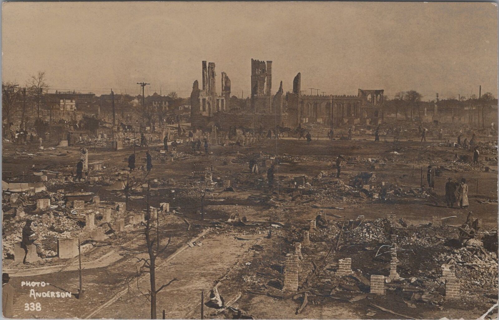 Houston Texas,Catastrophic Fire,Downtown,Church 1912 RPPC Photo Postcard