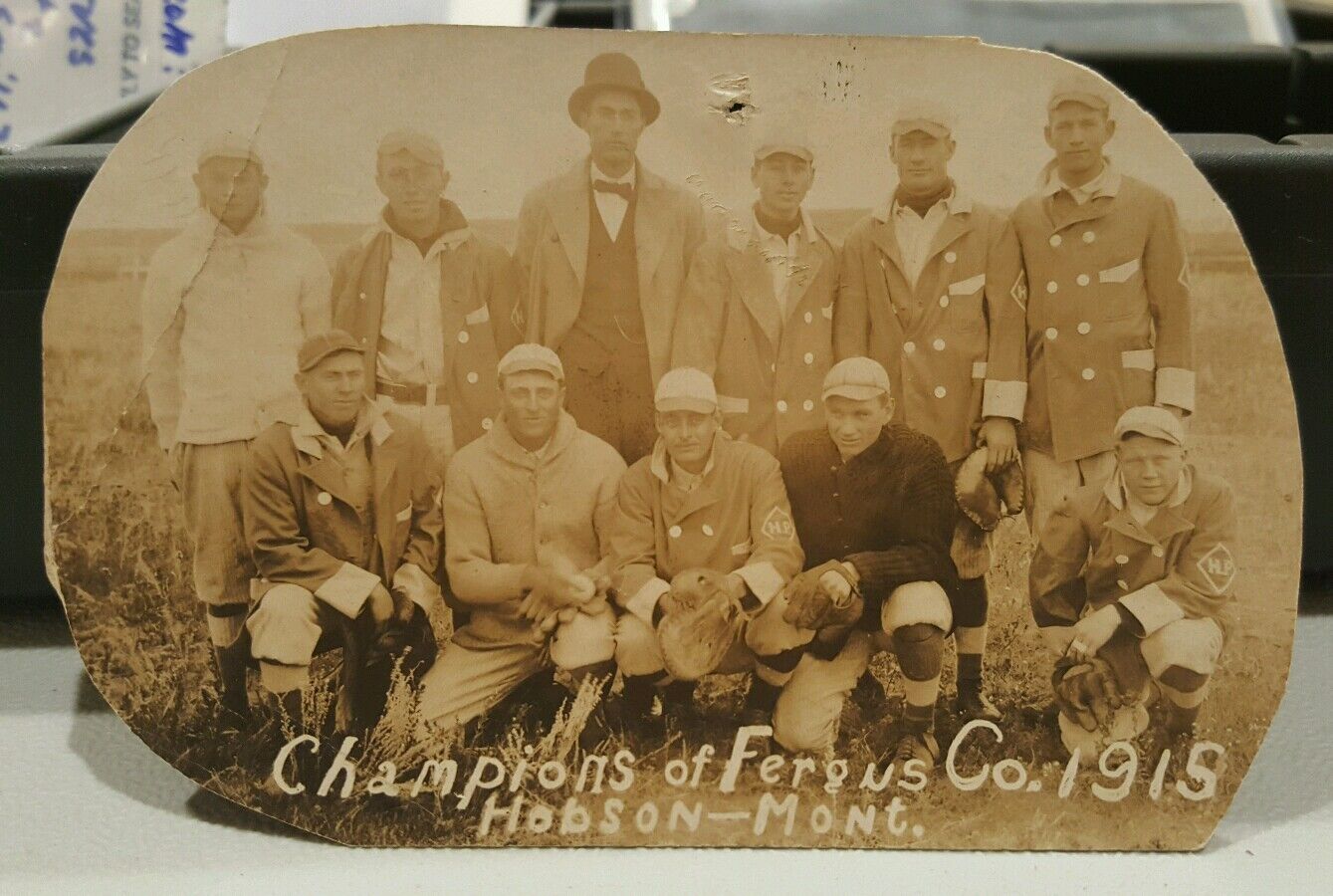 ANTIQUE 1915 EARLY WW1 ERA BASEBALL TEAM FERGUS COUNTY HOBSON MONTANA MT PHOTO