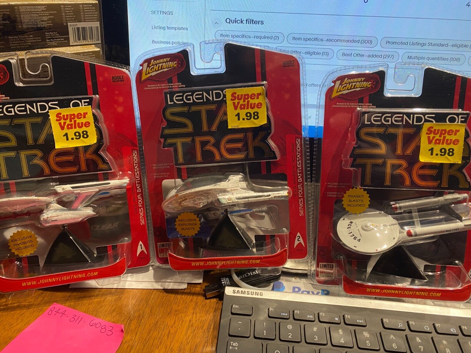 Johnny Lightning Legends of Star Trek Series 4 Complete Set of 6 Ships MIP
