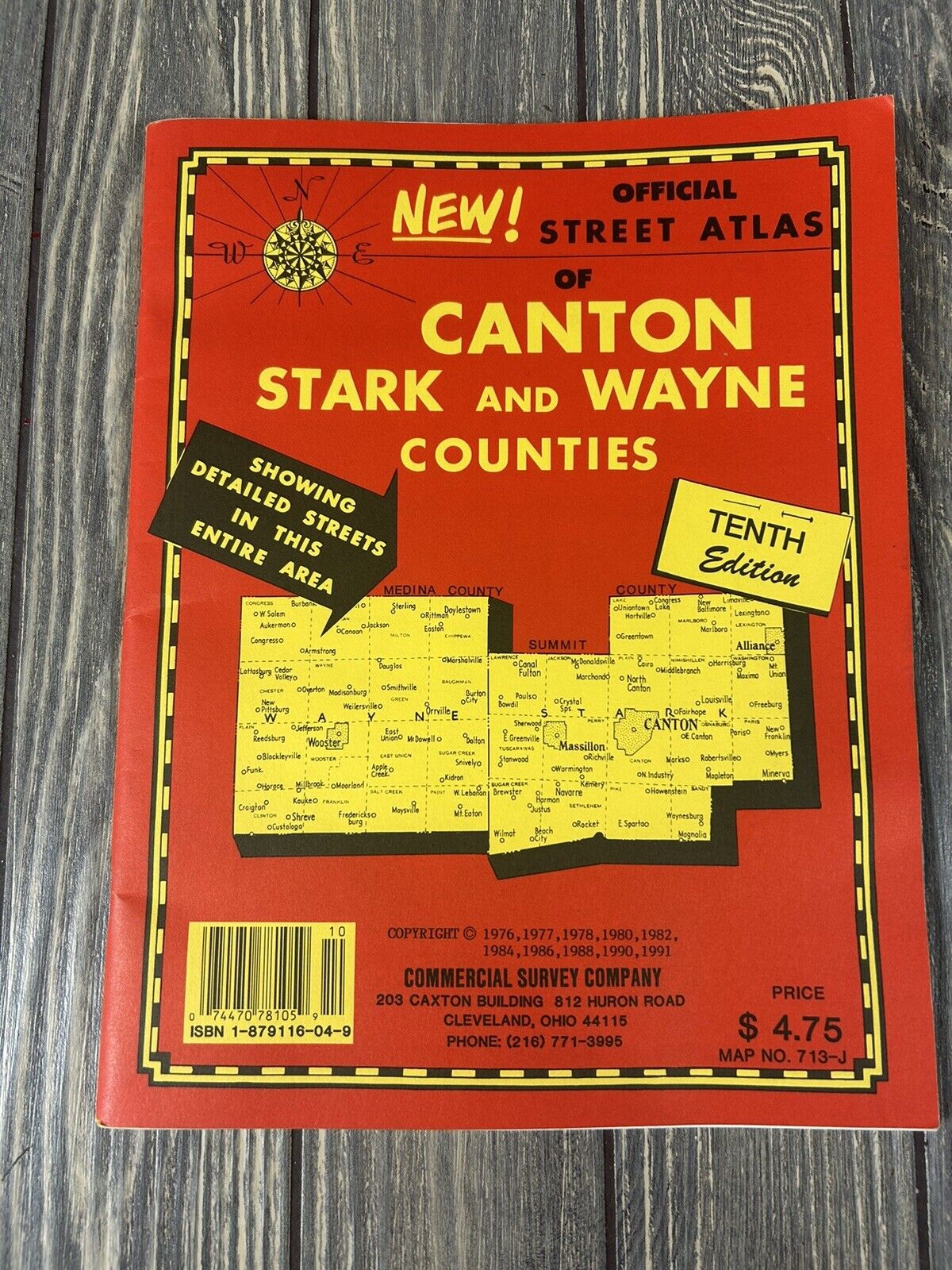 Vintage 1991 Official Street Atlas Of Canton Stark and Wayne Counties Booklet