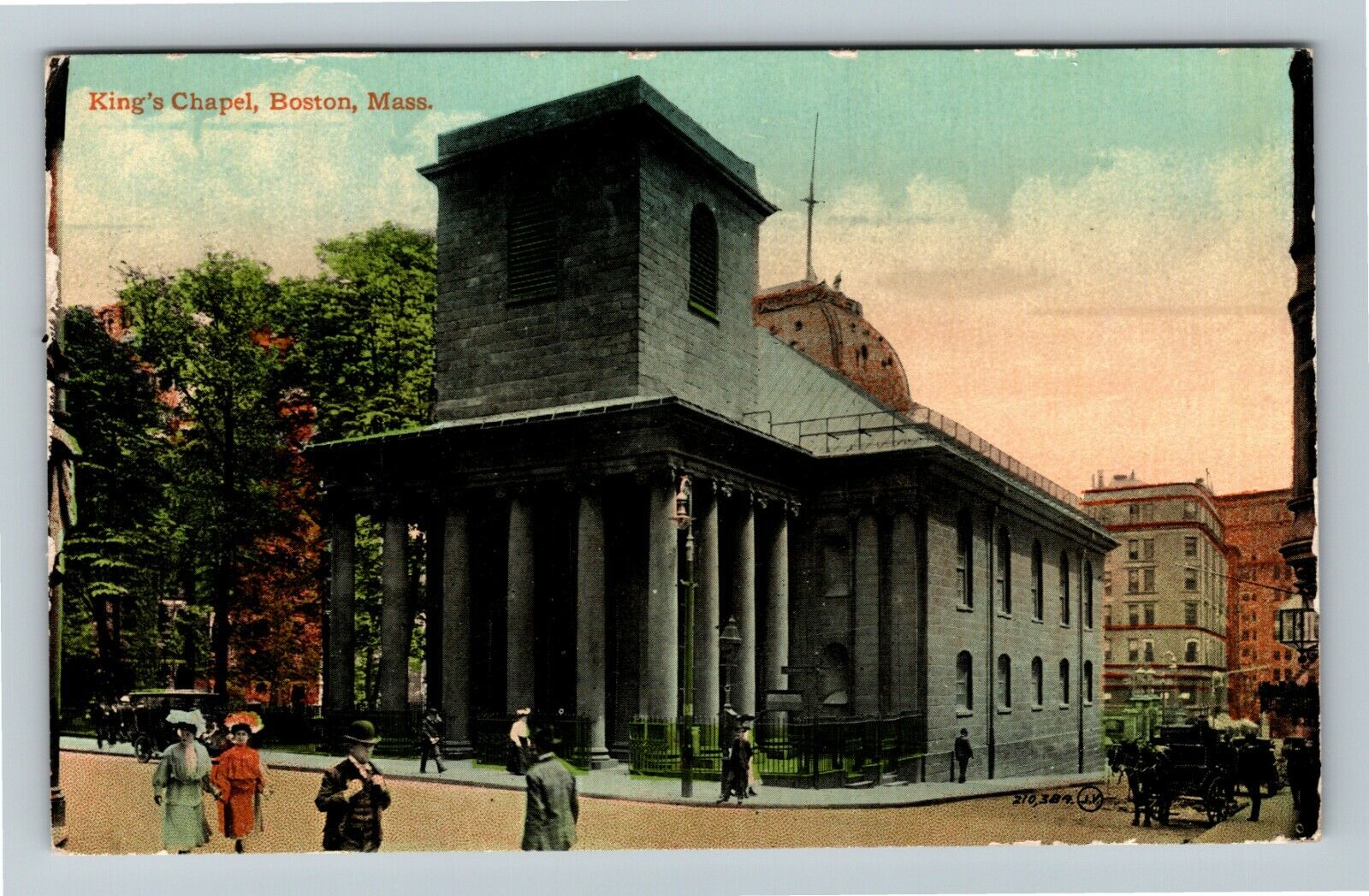Boston MA-Massachusetts, King's Chapel, Religion Outside c1913 Vintage Postcard