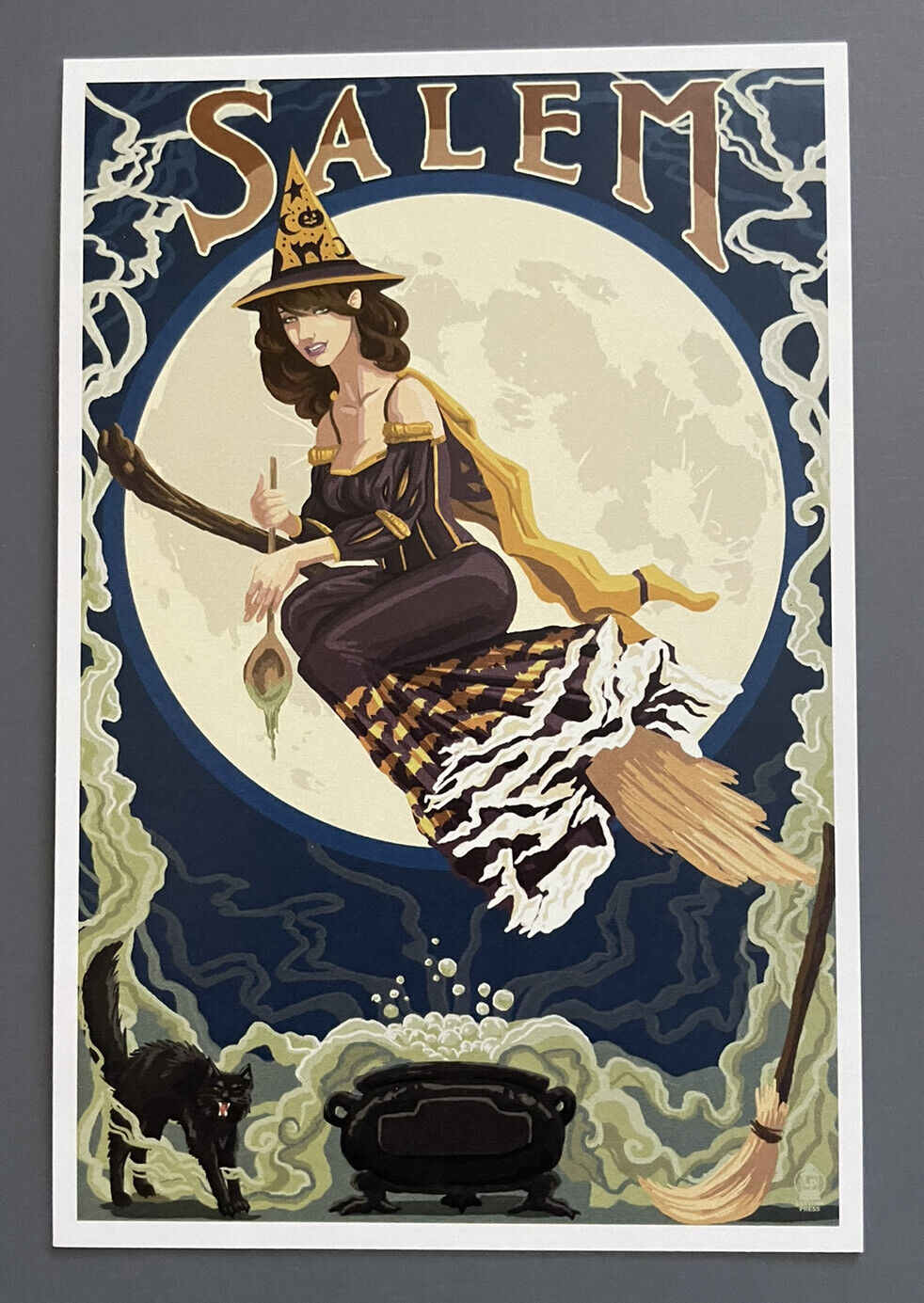 Salem, Massachusetts - Witch Scene - Lantern Press Postcard - Halloween