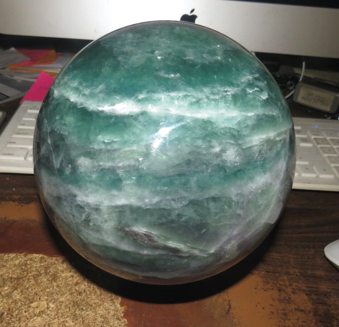 13LB Natural green fluorite Quartz sphere Crystal Ball Mineral specimen Healing