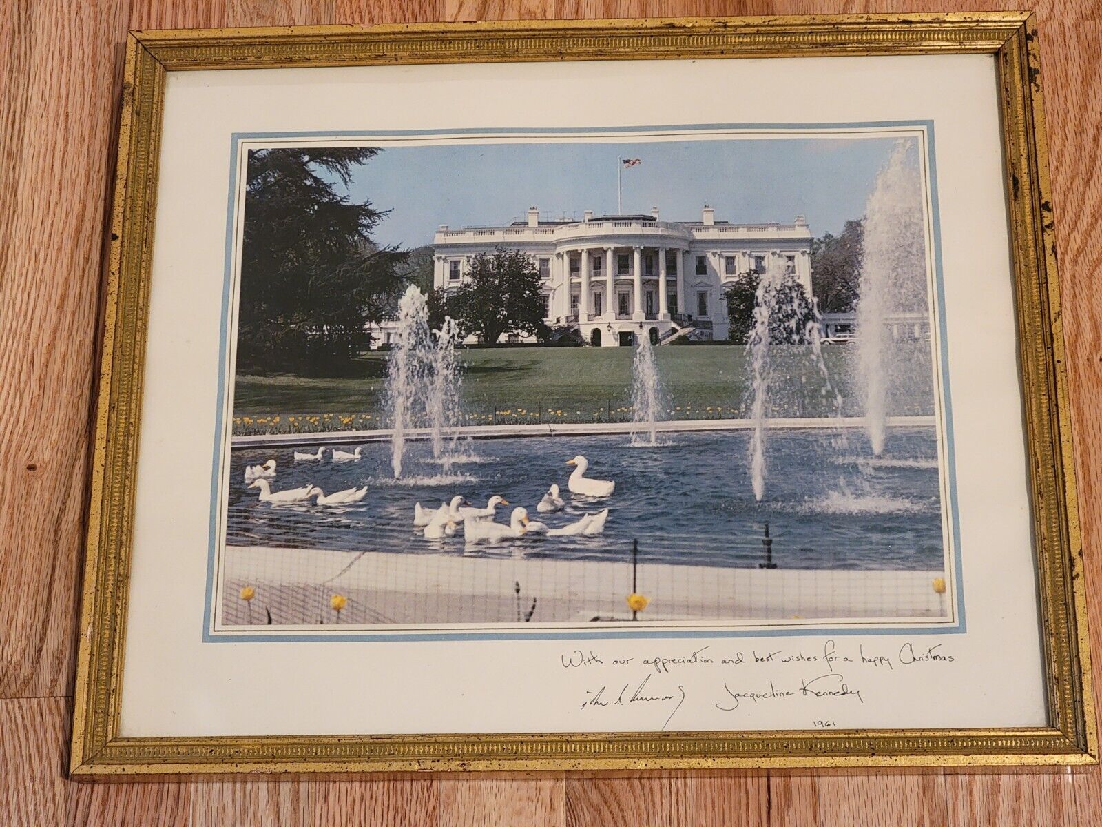 1961 President John F.  Kennedy Official White House Christmas CARD / GIFT PRINT