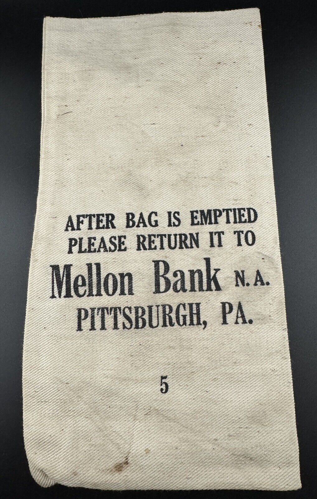Vintage Canvas Bank Bag Mellon Bank N.A. Pittsburgh Pennsylvania
