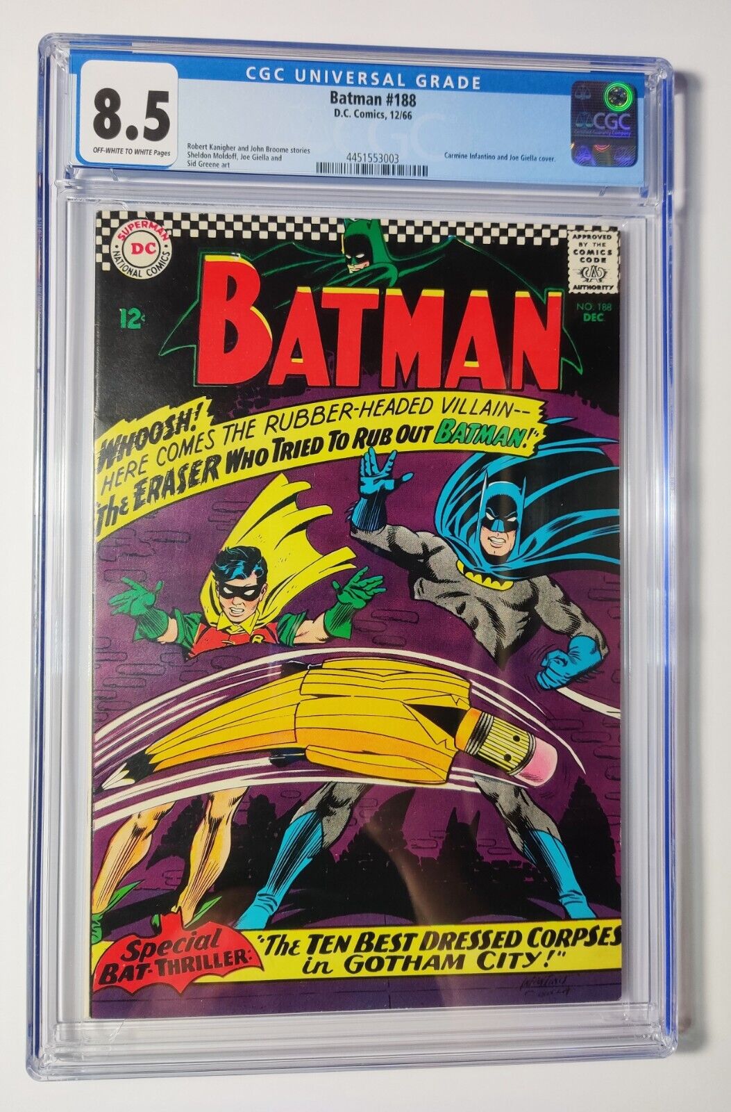 Batman #188 CGC 8.5 Key Issue Eraser 1st Appearance 1966 DC Comics