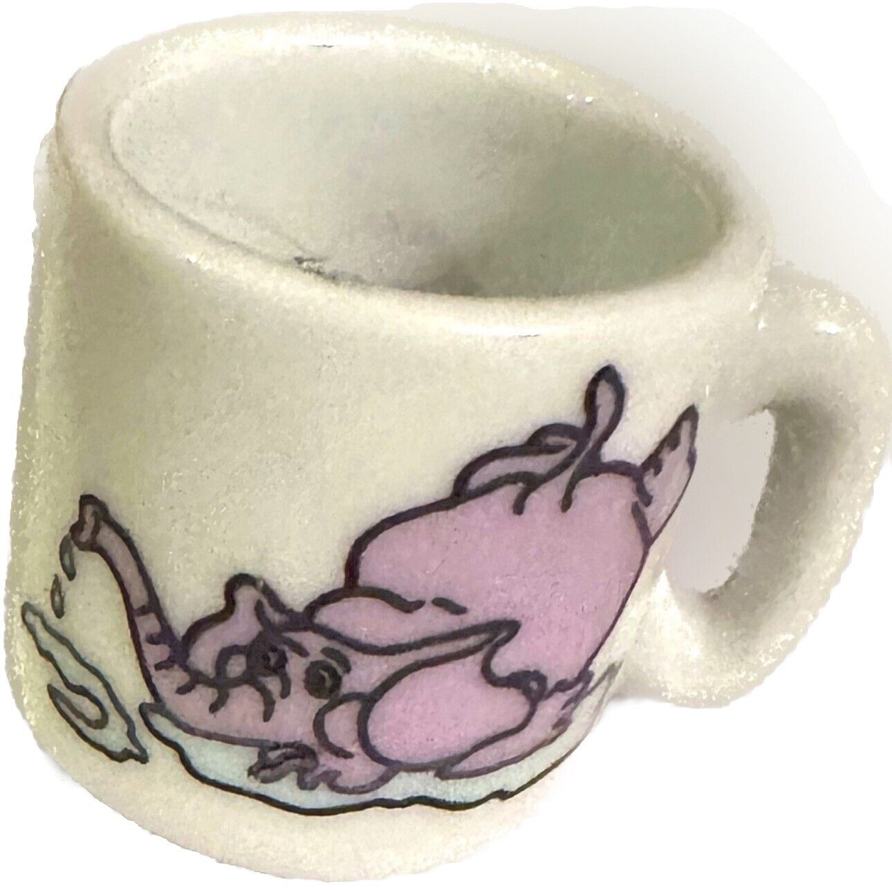 VTG 1980s  PINK PURPLE TINY CERAMIC ELEPHANT CUP MUG COFFEE TEA PARTY TOY 1.5”x1