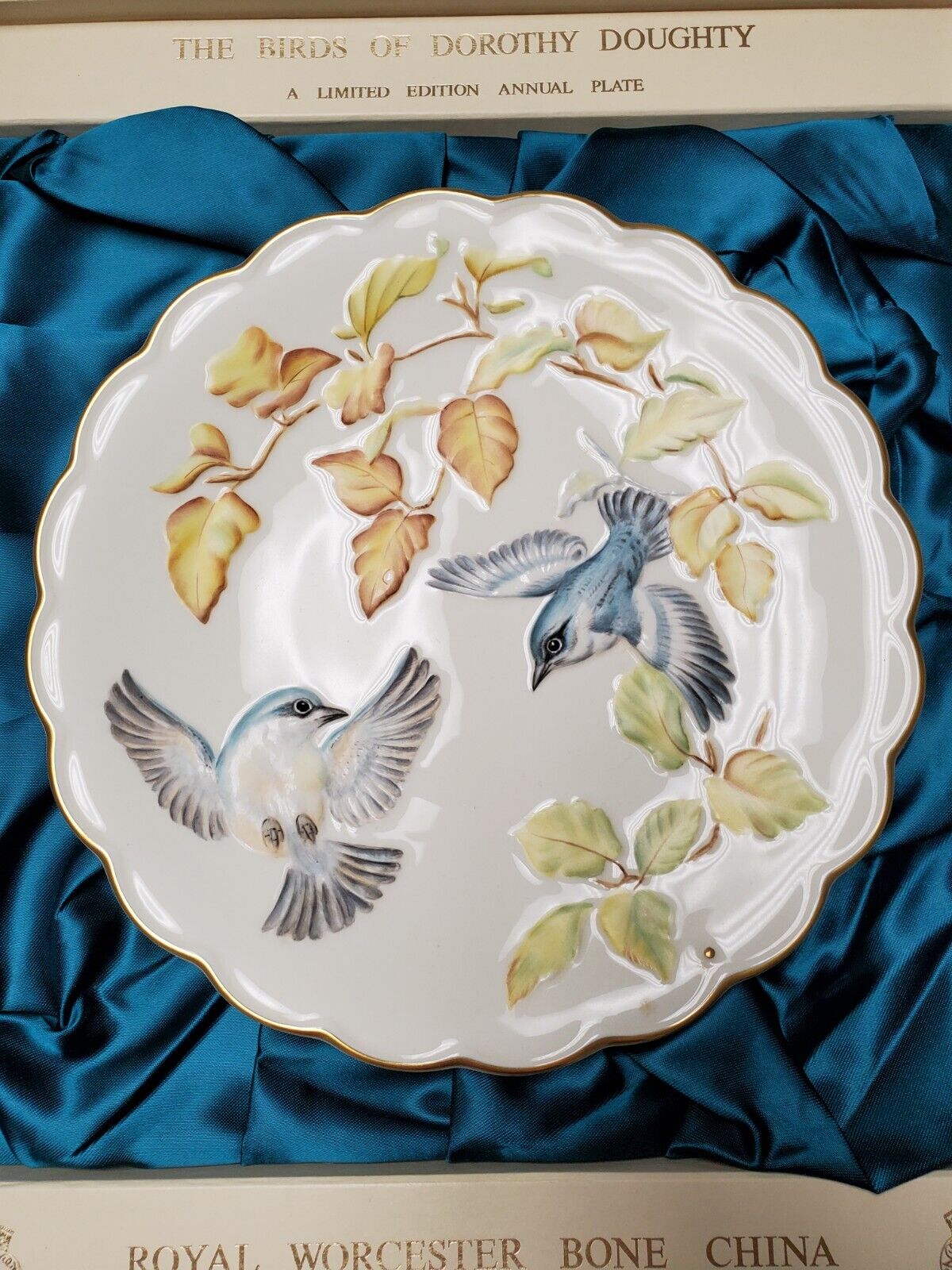 Dorothy Doughty Bone Plate Cerulean Warblers & Beech \'80 Royal Worcester 1 Of 2