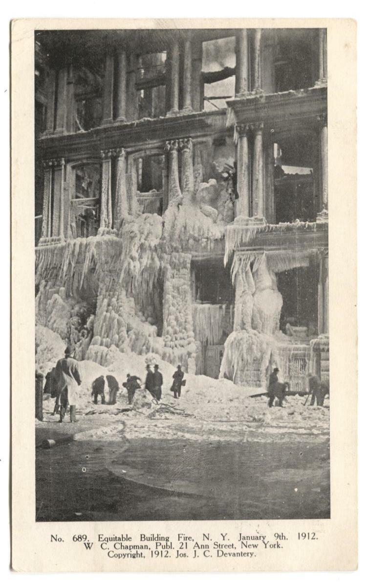Postcard Equitable Building Fire NY Jan 9 1912 Firefighters 