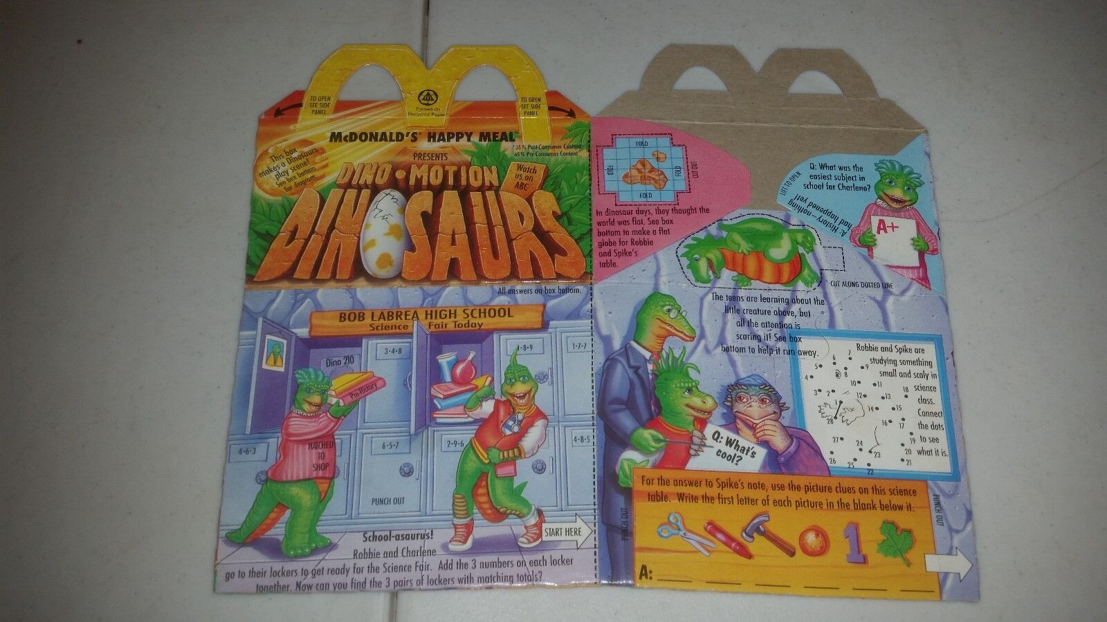 Vintage McDonald\'s Dino Motion Dinosaurs Happy Meal Box 1992 