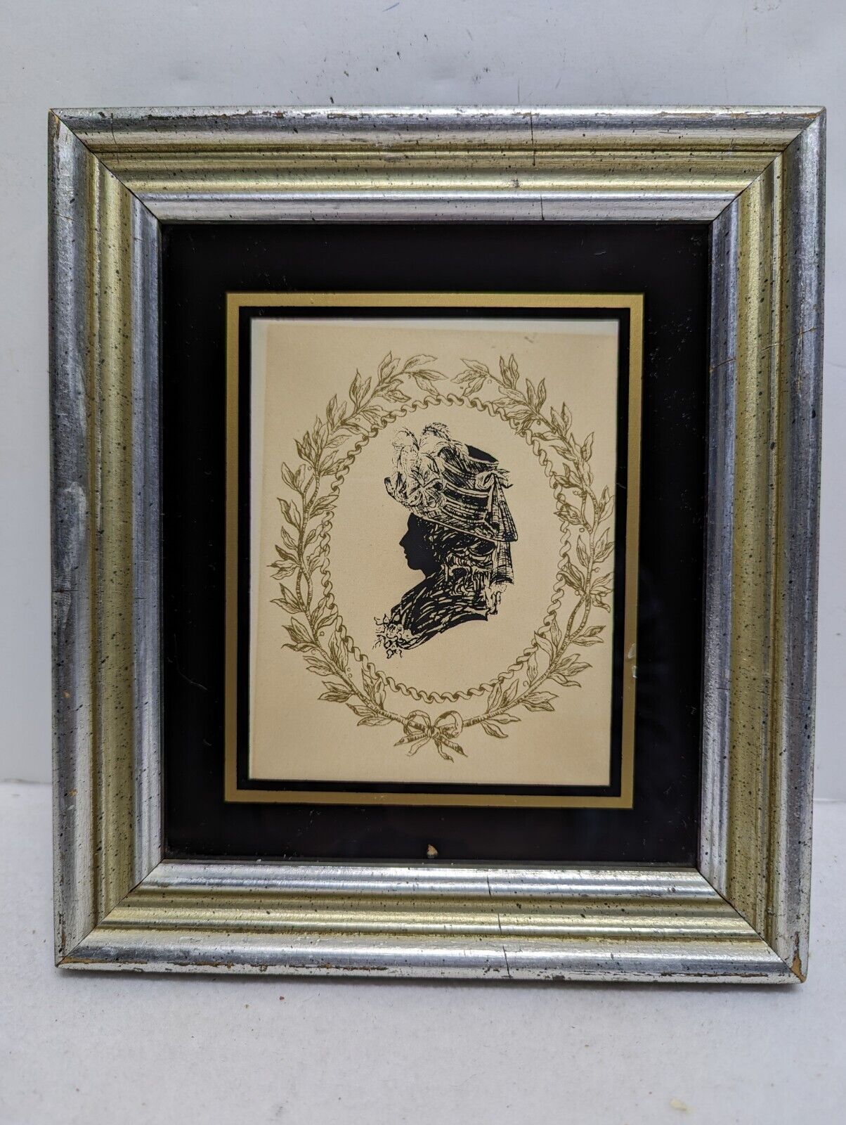 Very Vintage B & S CREATIONS FRAMED Silhouette Lady In A Beautiful Hat