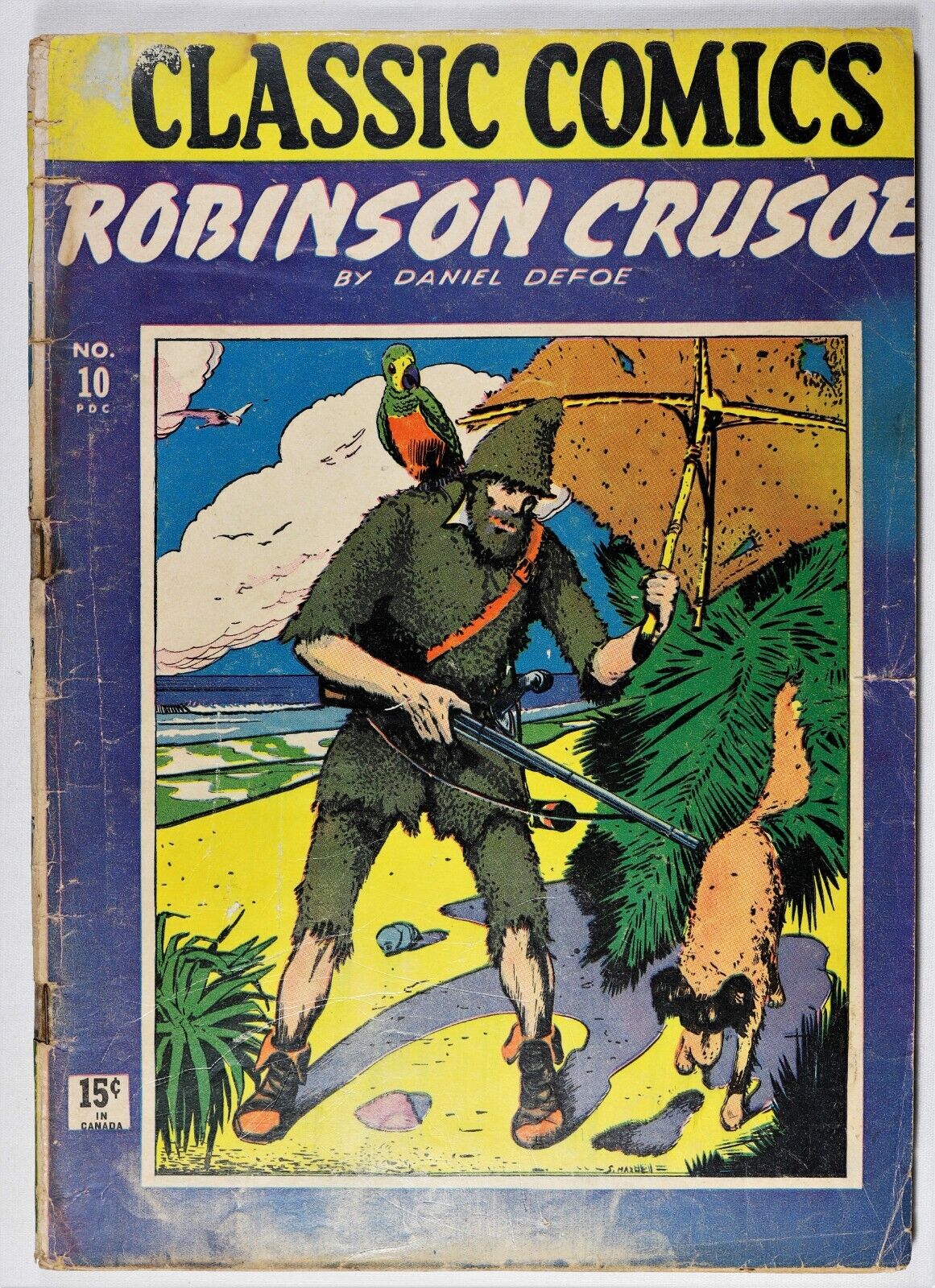 Classic Comics #10 Robinson Crusoe, 1943 2A Edition, Violet Cover HRN 14 - GD/VG