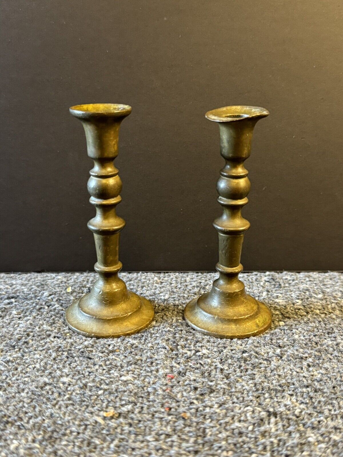 Set of 2 Vintage Brass Mini Candle Stick Holders Classic Design 3.5”