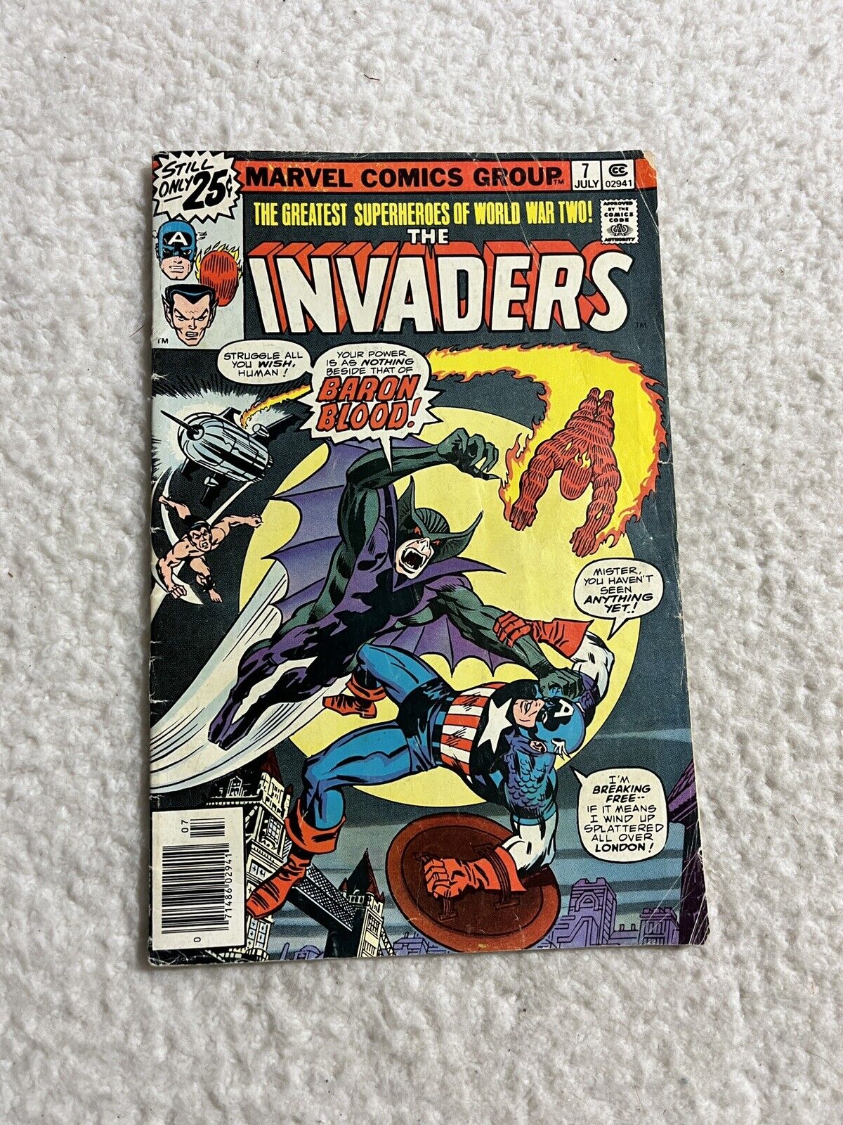 The Invaders #7 1st App Baron Blood Marvel Comics 1976 Low Grade