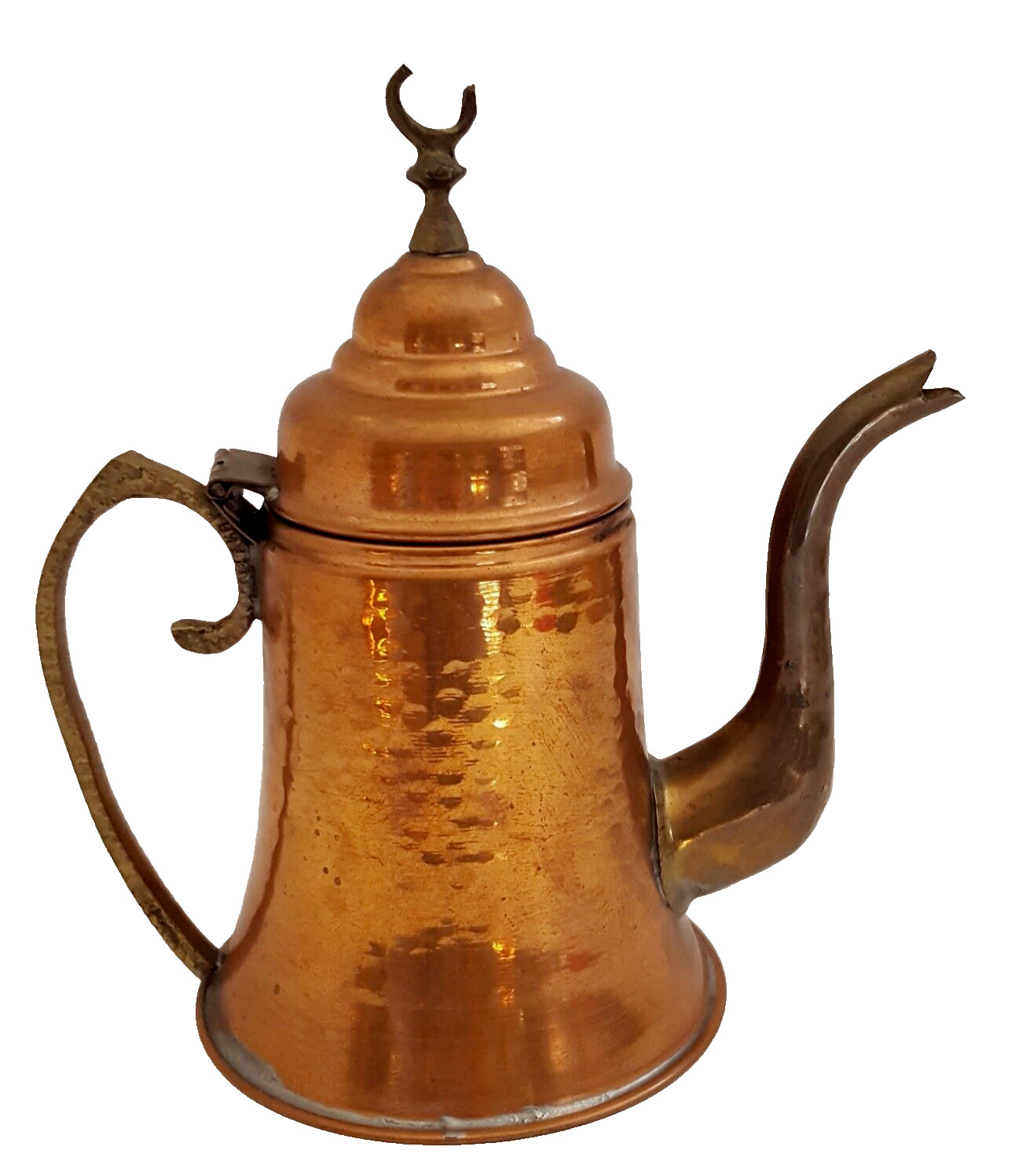 Moroccan Coffee Pot Hammered Copper Brass Accents
