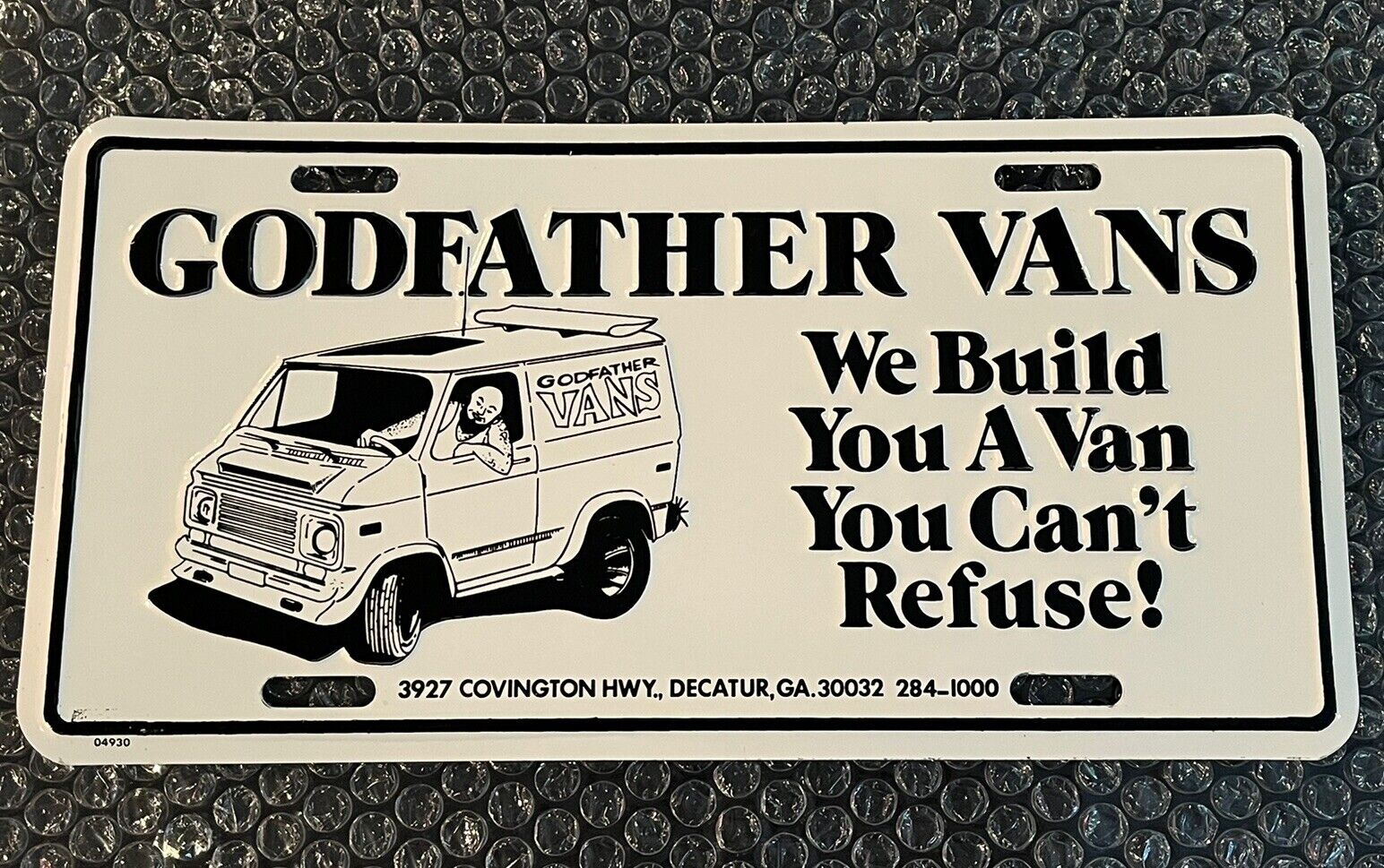 Vintage GODFATHER VANS License Plate Atlanta Decatur GA Custom Dodge Chevy Ford