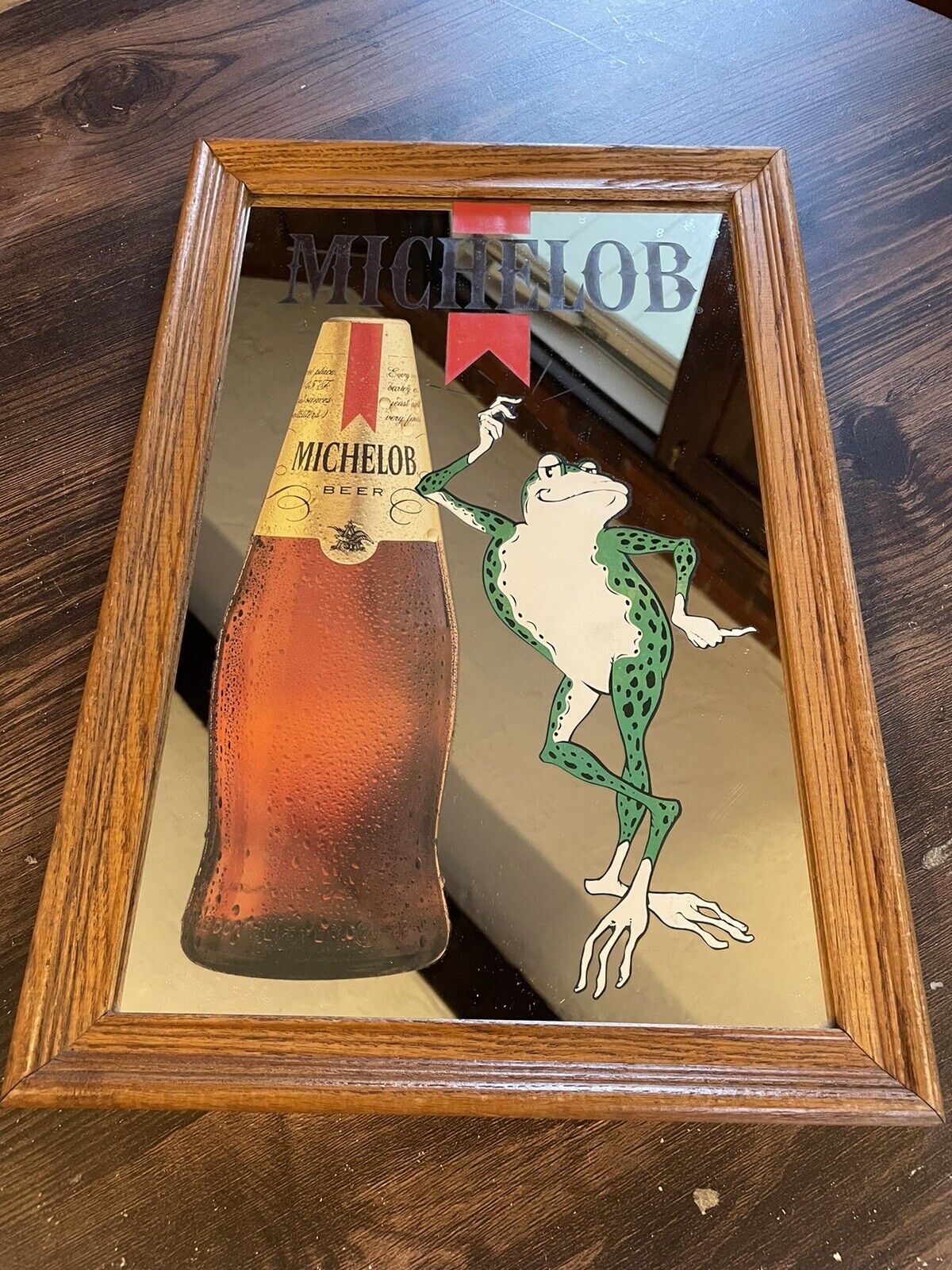 Michelob Beer Frog Mirror Vintage Rare