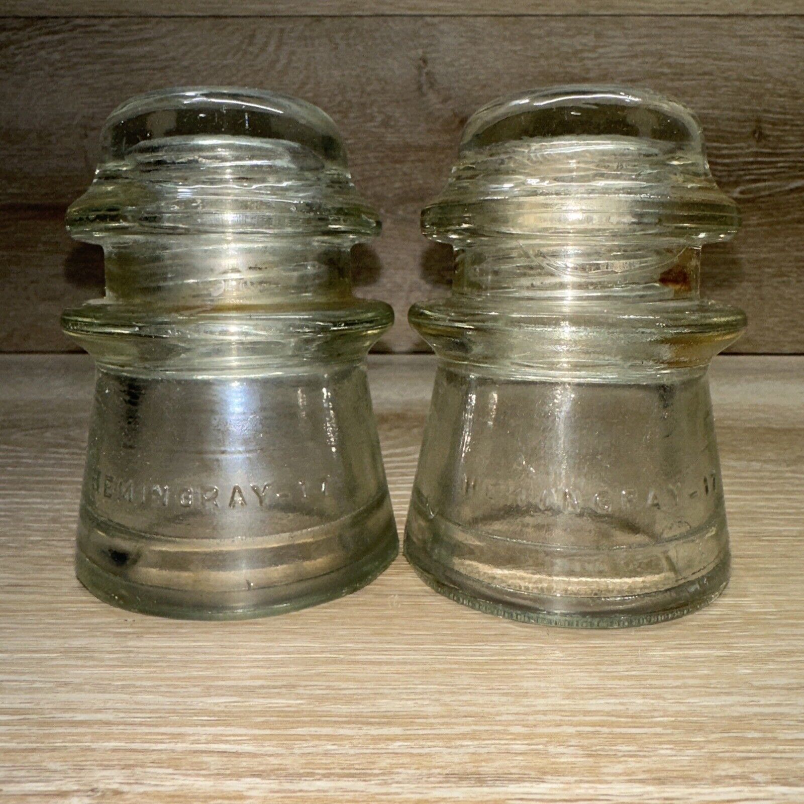 Lot of 2 Vintage Hemingray 17 Glass Insulators. - Great Condition