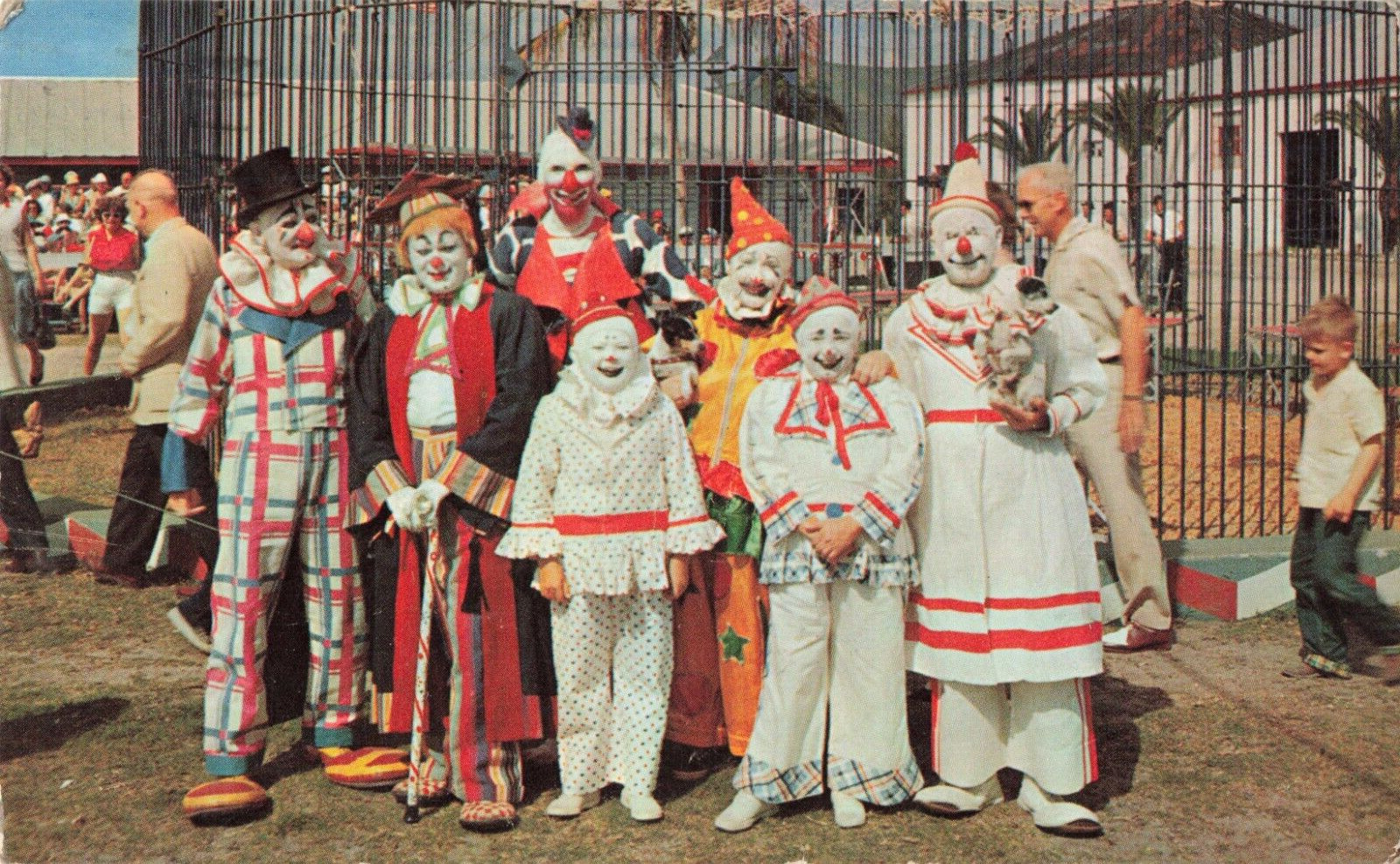 Group of Creepy Happy Clowns in Florida, Vintage Postcard