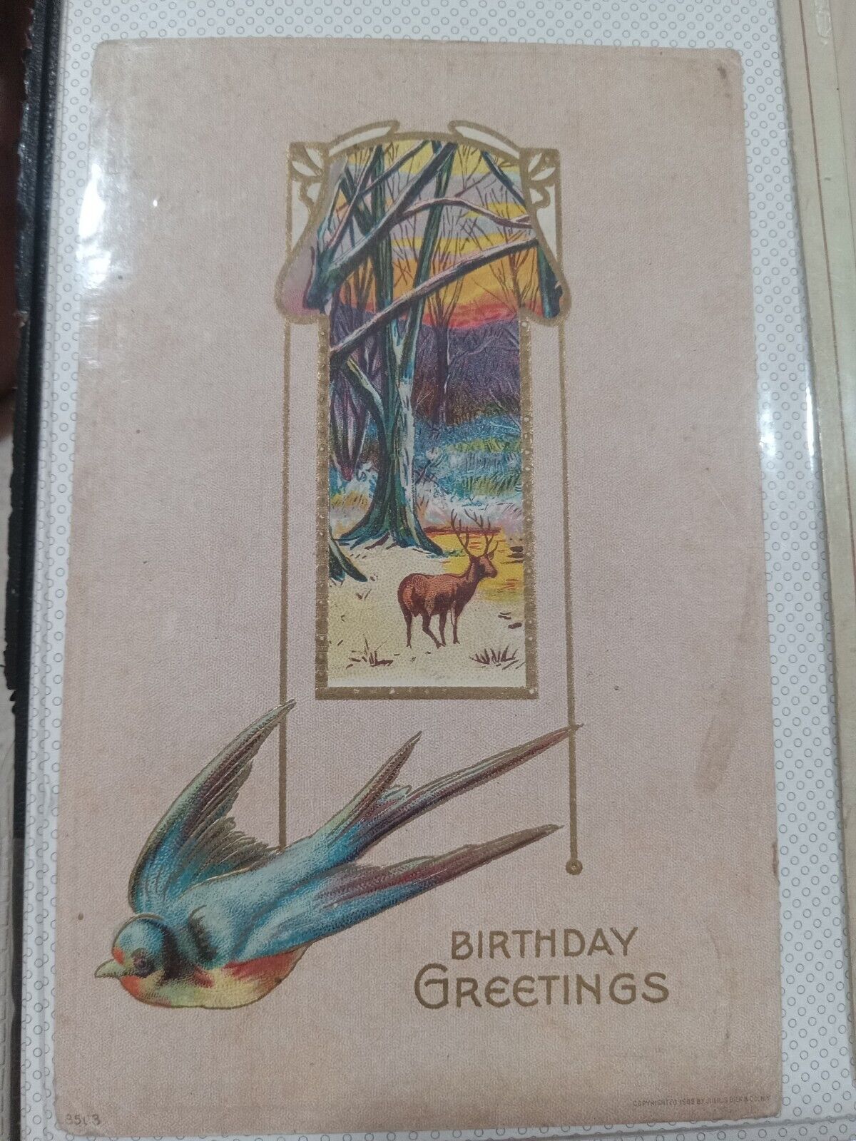 *Antique* Birthday Greetings Card 1909*Excellent Color *Well Preserved*