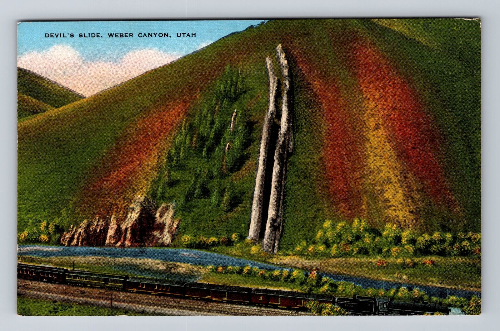 Weber Canyon UT-Utah, Scenic View Devil's Slide, Antique Vintage Postcard