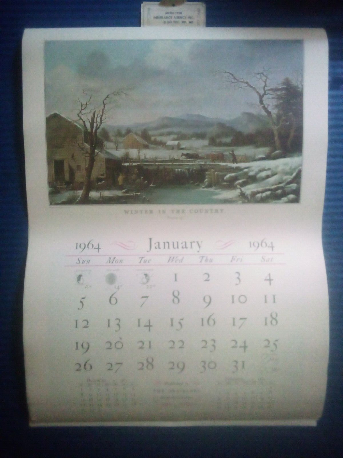 Vintage 1964 22''X16'' Travelers Insurance Wall Calendar ART PRINTS BEAUTIFUL