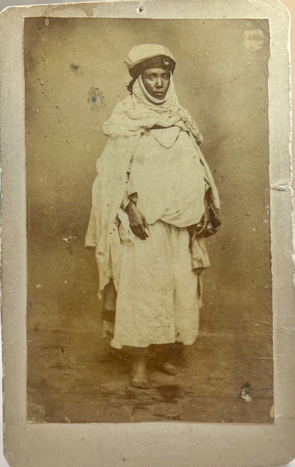 Rare, Sensitive, Emotional CDV Portrait of an African Woman in Nomadic Dress