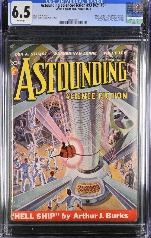 Astounding Science Fiction 1938 August. CGC 6.5.  Who Goes There, The Thing sty