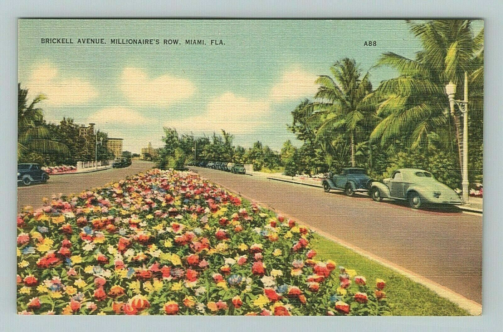 c.1940s Brickell Avenue Millionaire\'s Row Miami Florida FL Postcard 