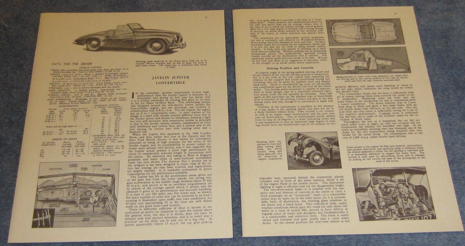 1951 Jowett Jupiter Convertible Vintage Info Article