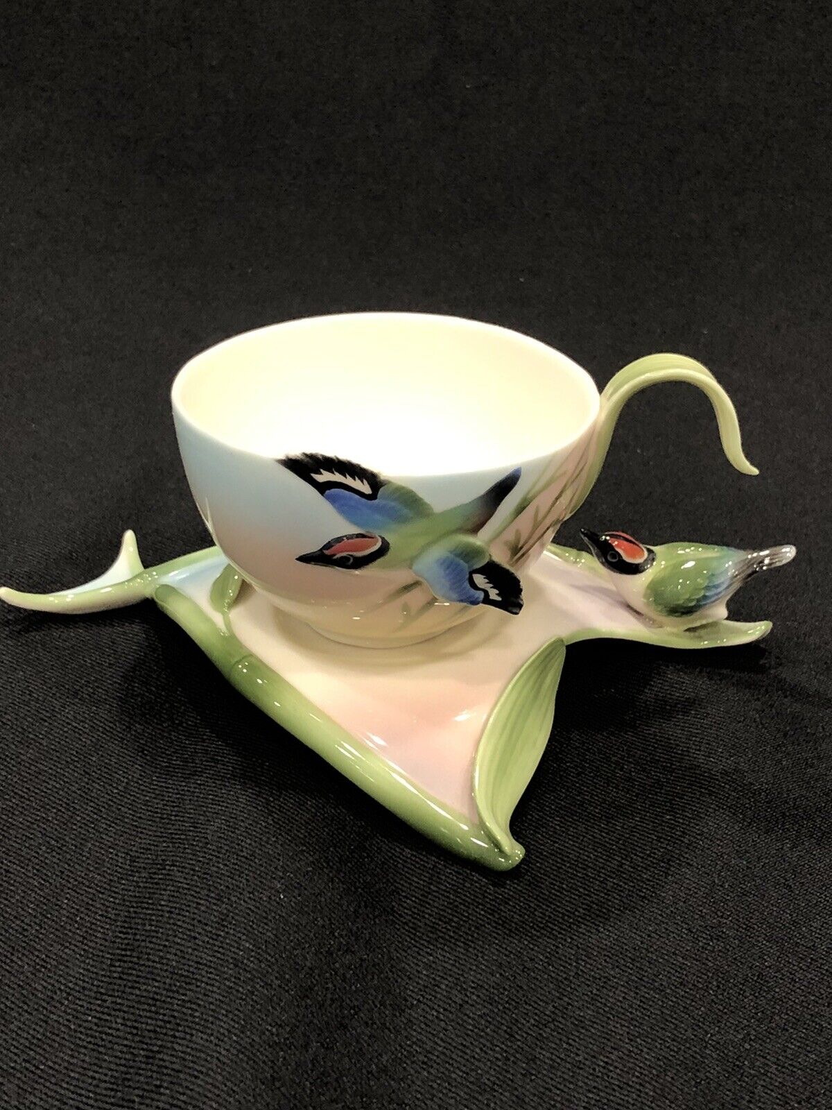Franz Porcelain Bamboo Song Bird Cup And Saucer FZ00570 Fine Porcelain