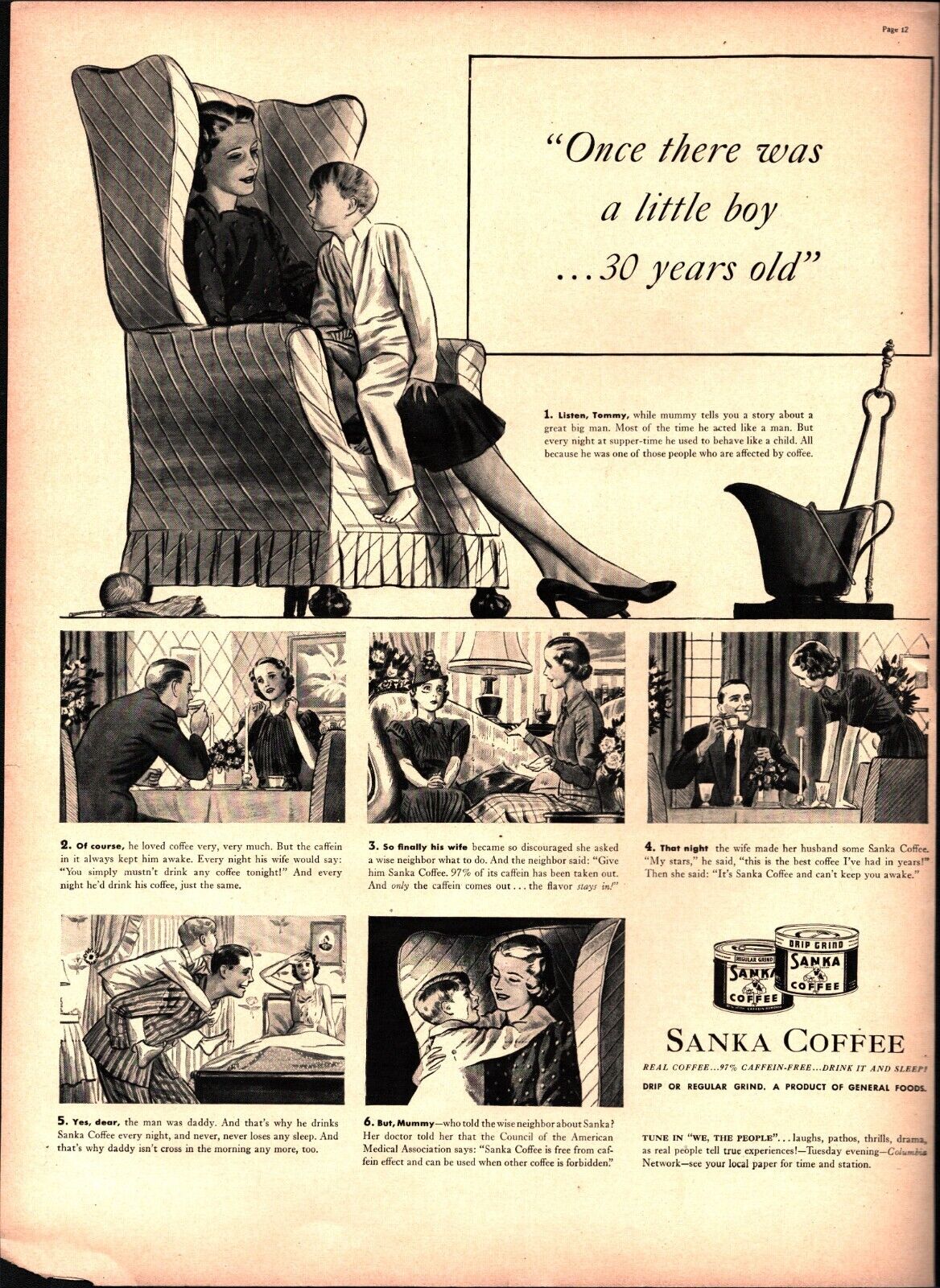 1939 Sanka Coffee Once there was a little boy 30 years old d7