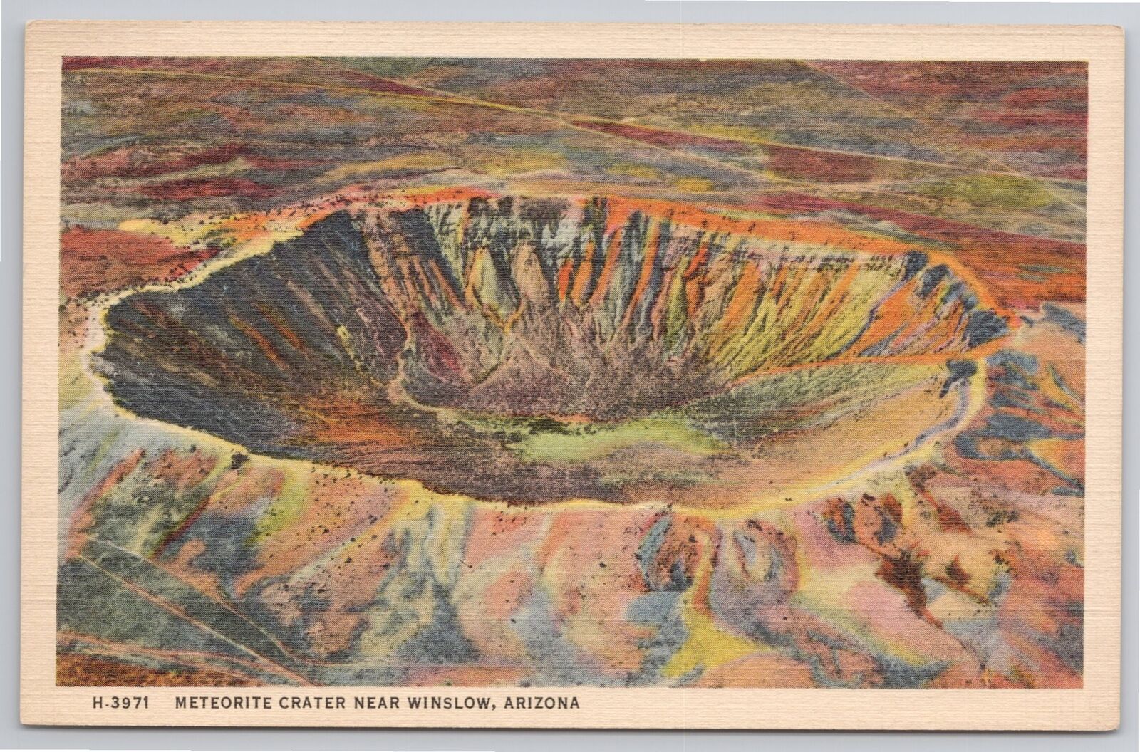 Postcard Winslow Arizona Meteorite Crater