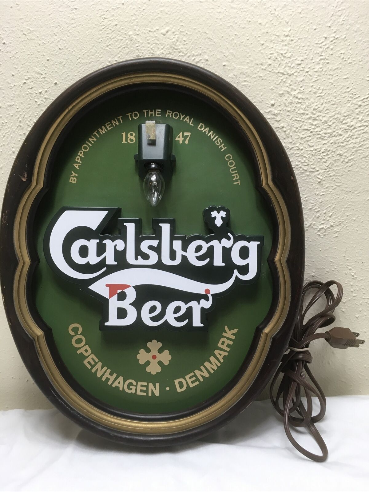 Vintage Carlsberg Light Beer Bar Tavern Lighted Sign Shadow Box 3D