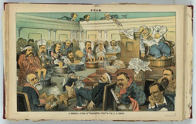 Photo of Puck,Presidential Fever,U.S. Senate,1883,Opper,Hoar,Hampton,Mahone