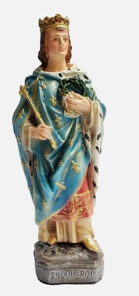 Saint Louis King of France in Polychrome Resin - 07.89 inches Domestic Altar