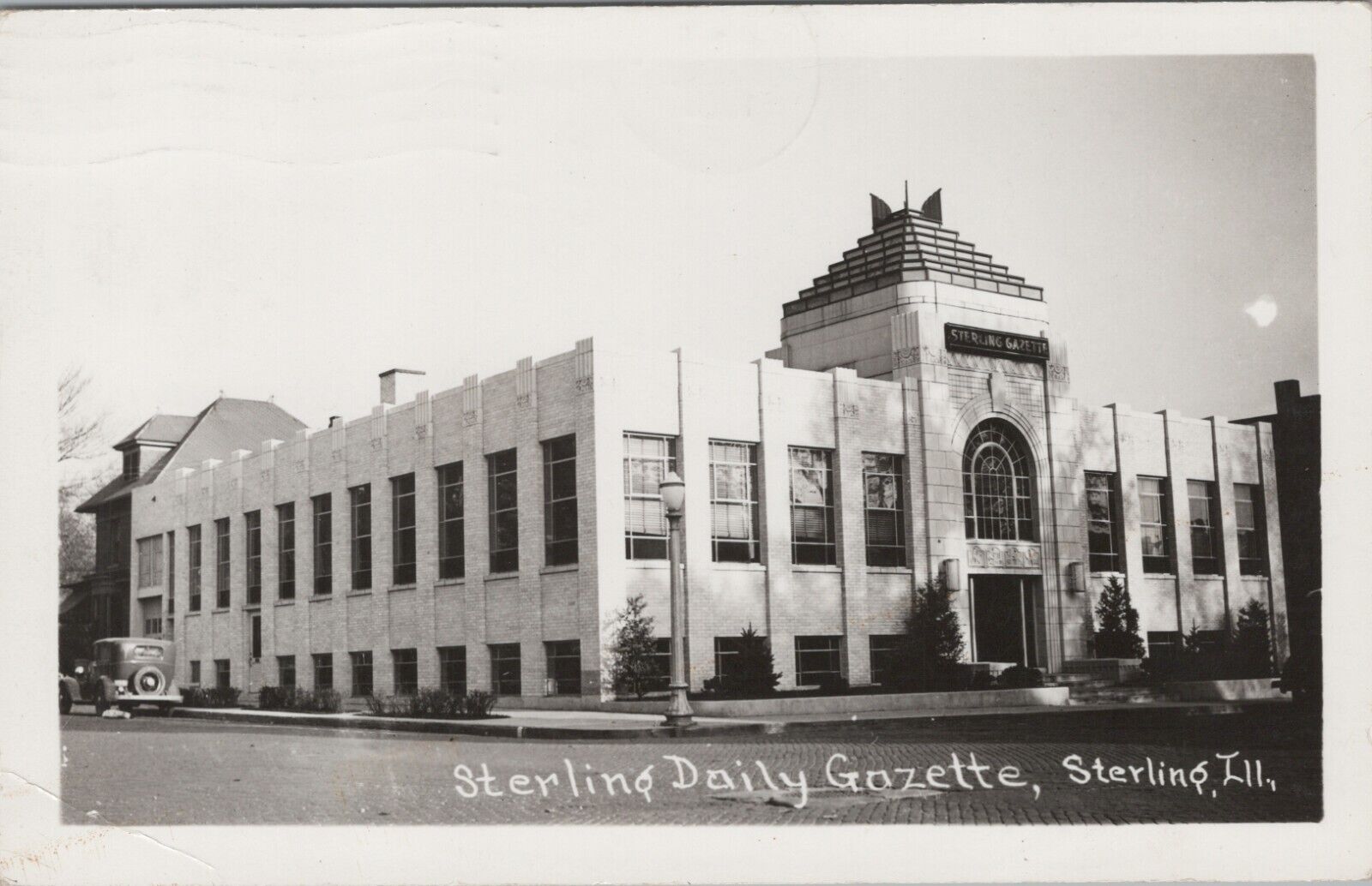 RPPC Sterling Daily Gazette Sterling IL Illinois c1940s Auto photo postcard H53