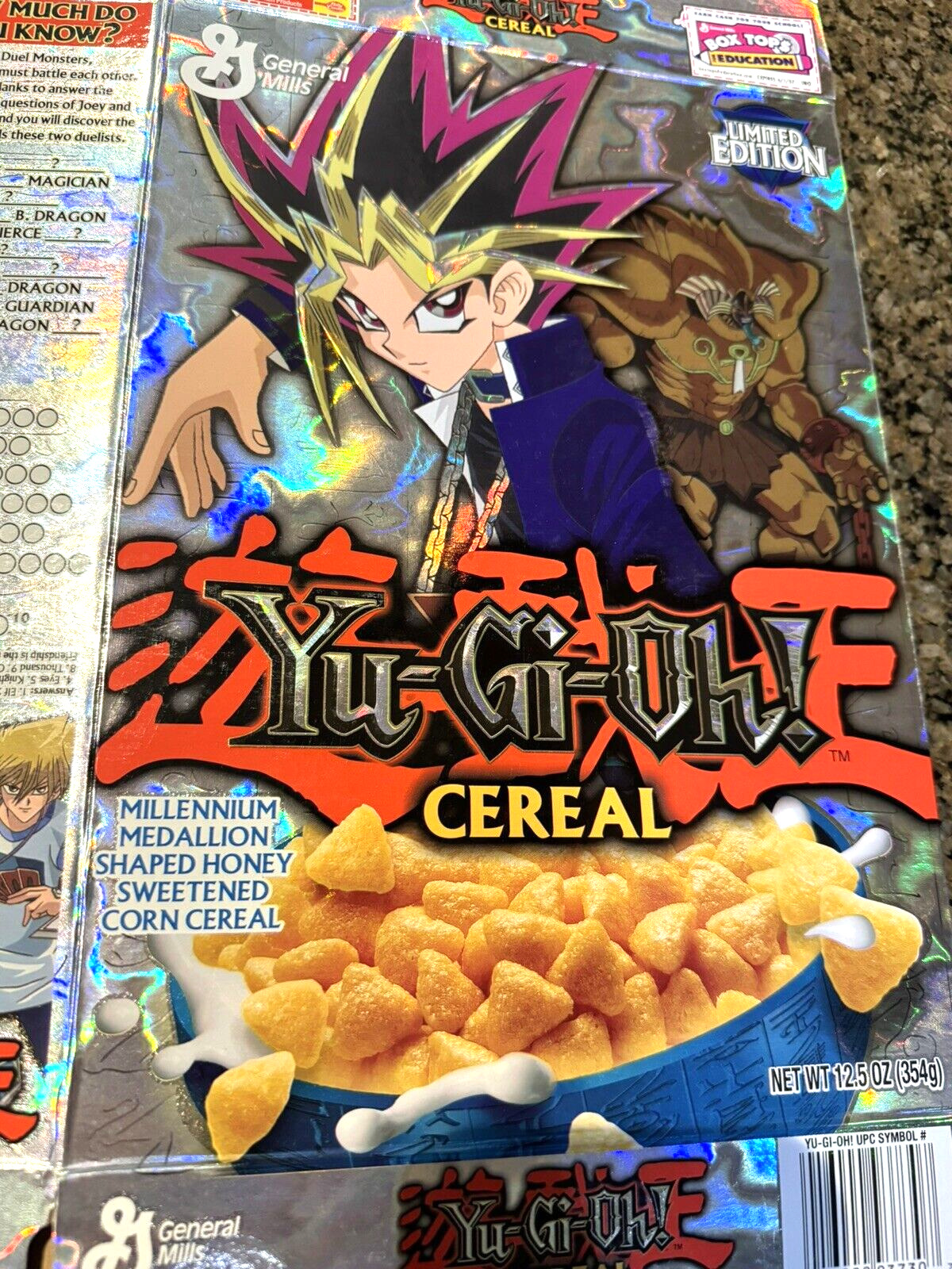 YU-GI-OH Cereal Box 2003 Holographic FOIL Limited Edition-General Mills-empty 