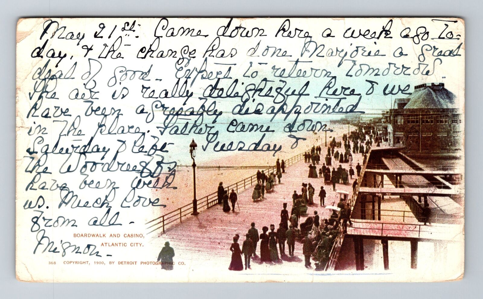 Atlantic City NJ-New Jersey, Boardwalk & Casino, c1903, Vintage Postcard