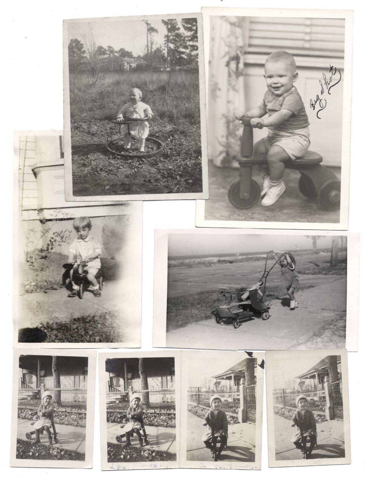 Old Photos 1920s Toys Carts Strollers Doll Boys Girls Vintage ID\'d